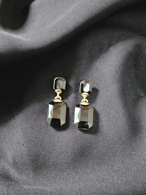Black Gemstone Drop Earrings